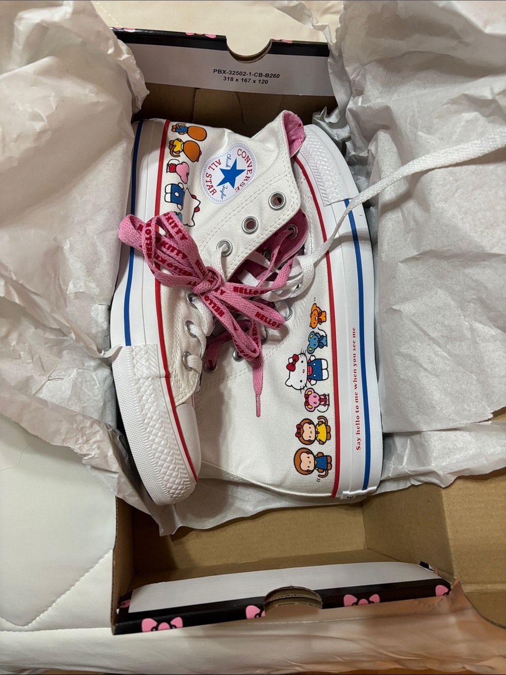 Converse White & Pink Hello Kitty High-Top Sneakers